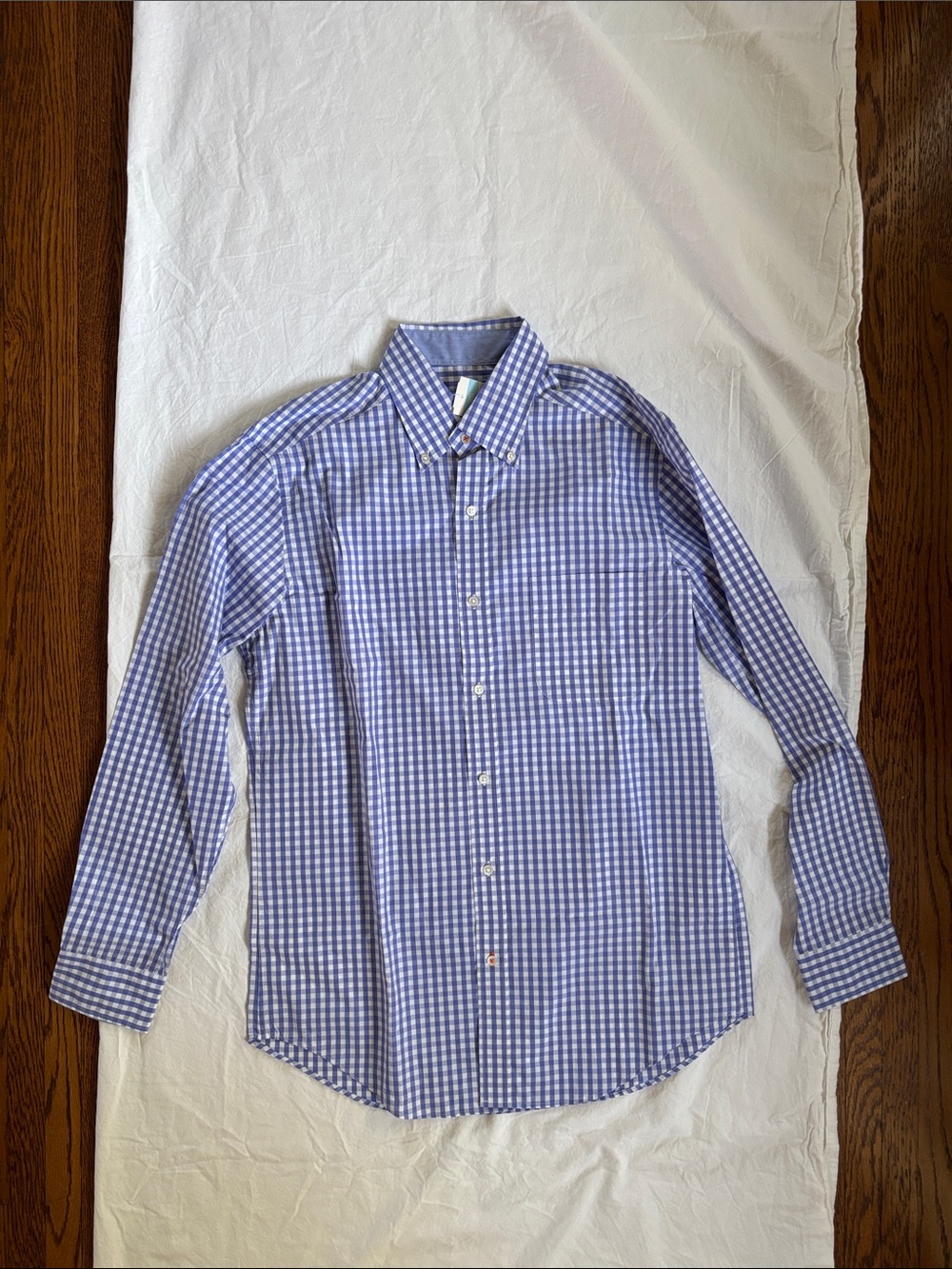 Men's Blue Gingham Button-Down Shirt
